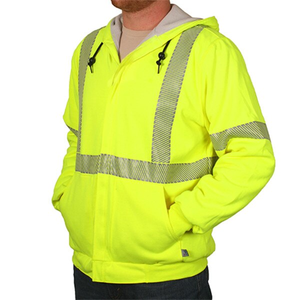 NSA Hooded Zip-Front Sweatshirt with Waffle Lining in Hi-Vis Yellow